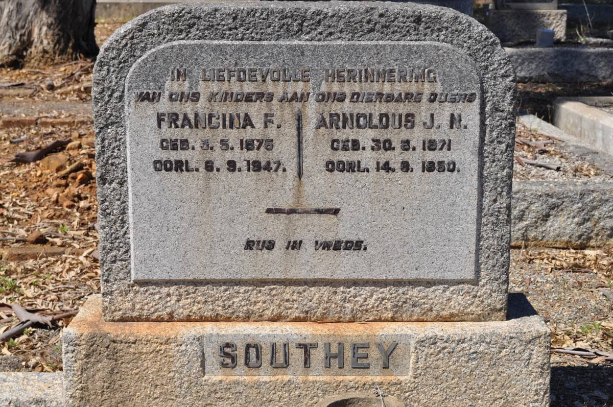 SOUTHEY Arnoldus J.N. 1871-1950 &amp; Francina F. 1875-1947