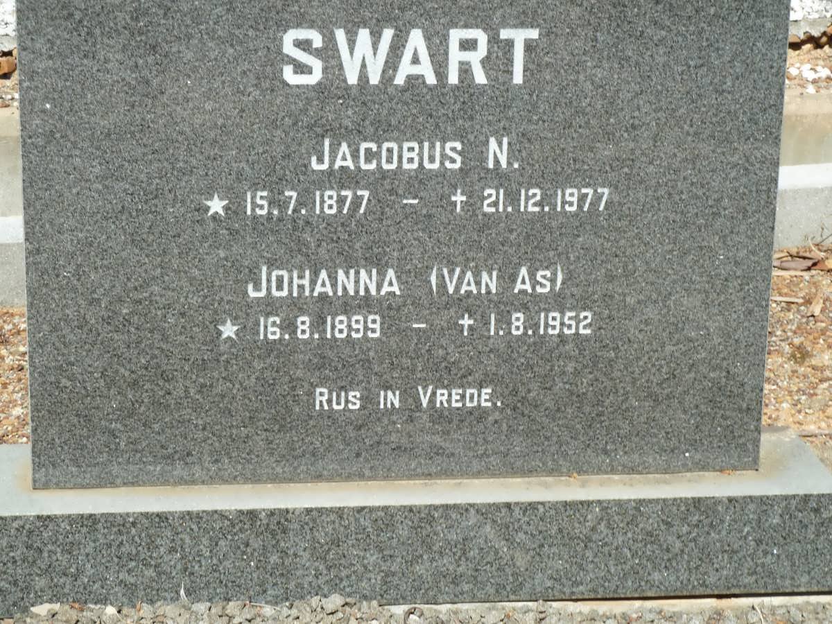 SWART Jacobus N. 1877-1977 &amp; Johanna VAN AS 1899-1952