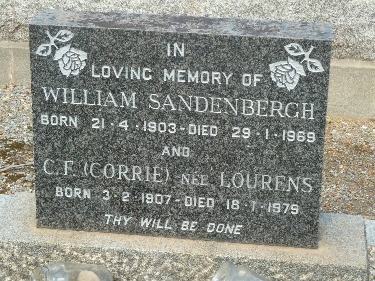 SANDENBERGH William 1903-1969 &amp; C.E. LOURENS 1907-1979