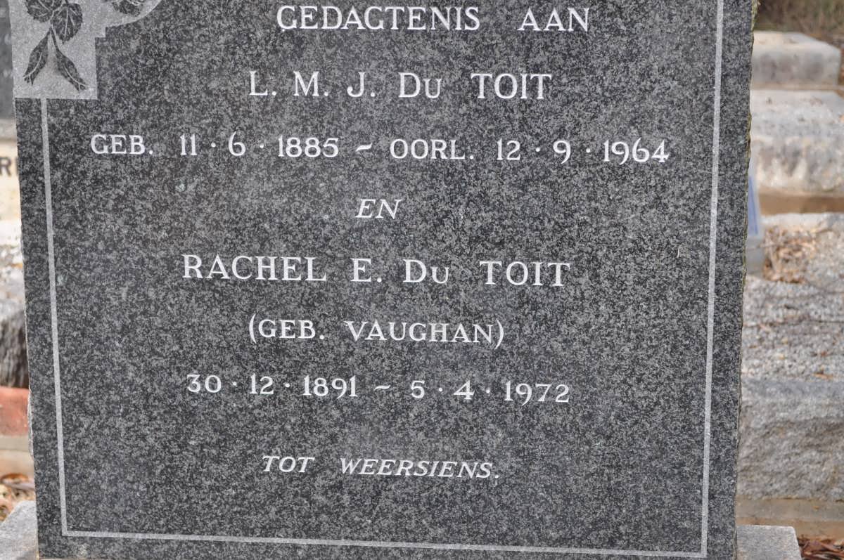 TOIT L.M.J., du 1885-1964 &amp; Rachel E. VAUGHAN 1891-1972