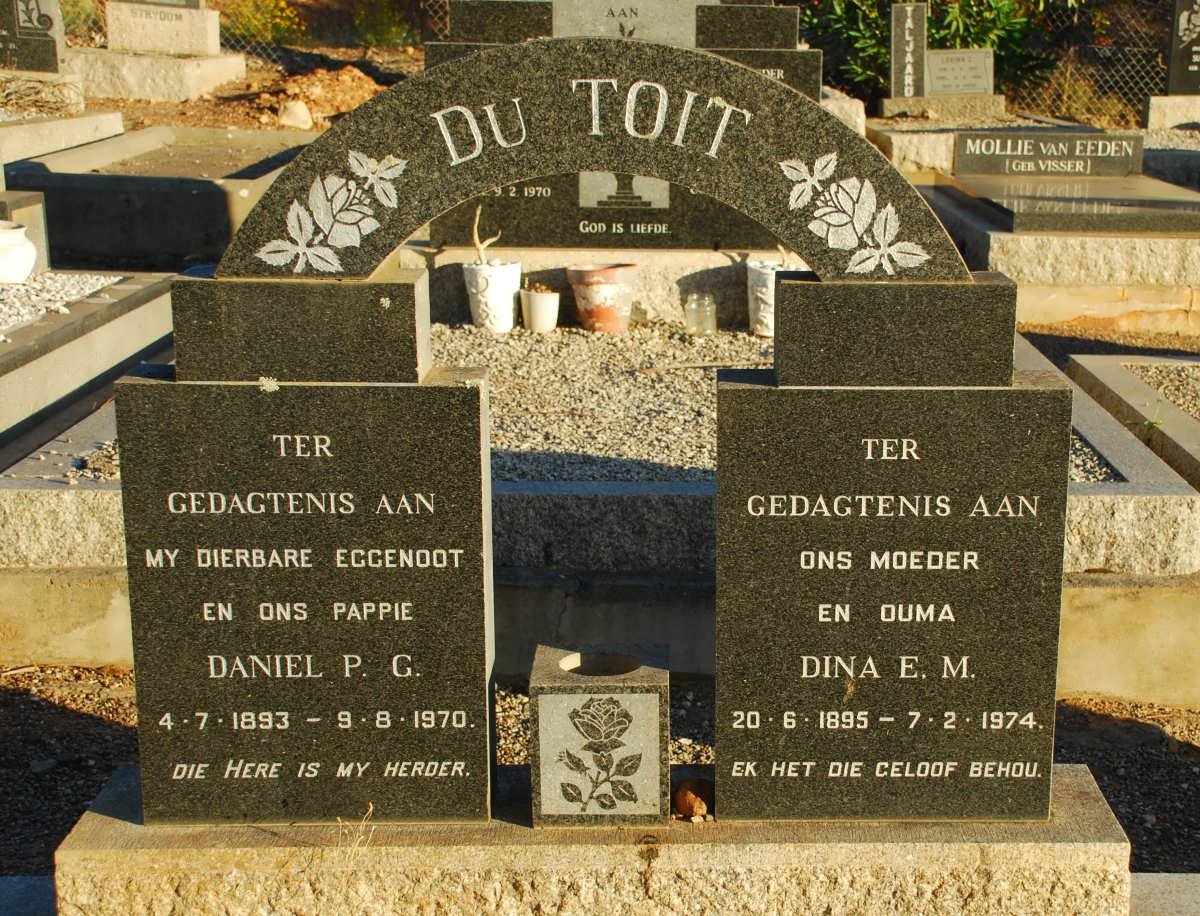 TOIT Daniel P.G., du 1893-1970 &amp; Dina E.M. 1895-1974