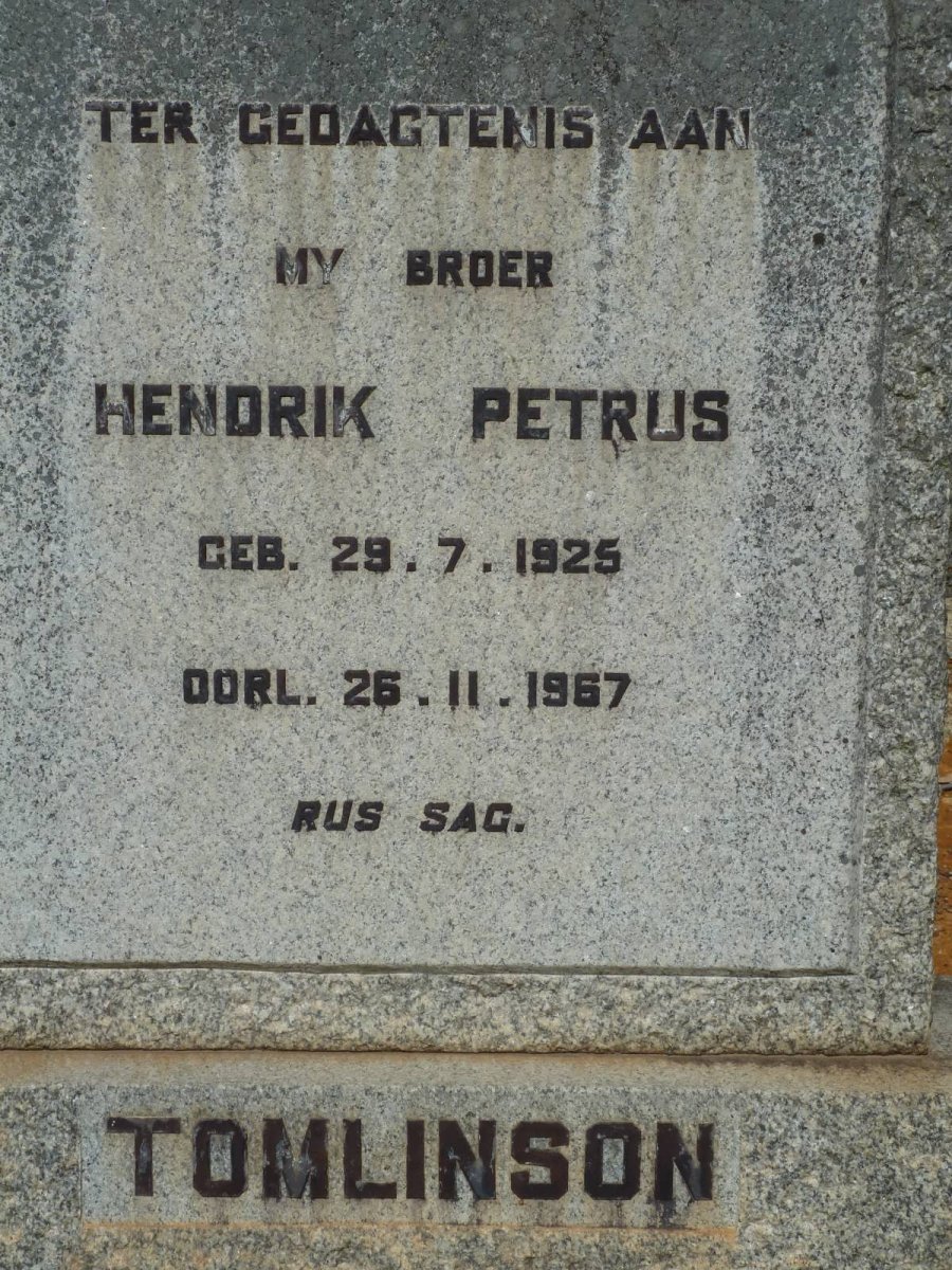 TOMLINSON Hendrik Petrus 1925-1967