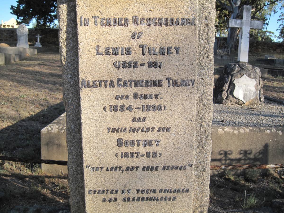 TILNEY Lewis 1853-1899 &amp; Aletta Catherine BARRY 1854-1930 :: TILNEY Southey 1887-1889