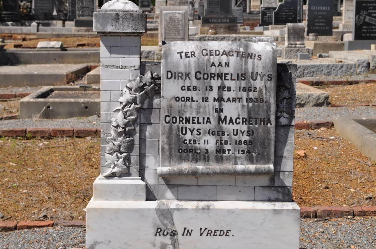 UYS Dirk Cornelis 1862-1939 &amp; Cornelia Magretha UYS 1869-1944