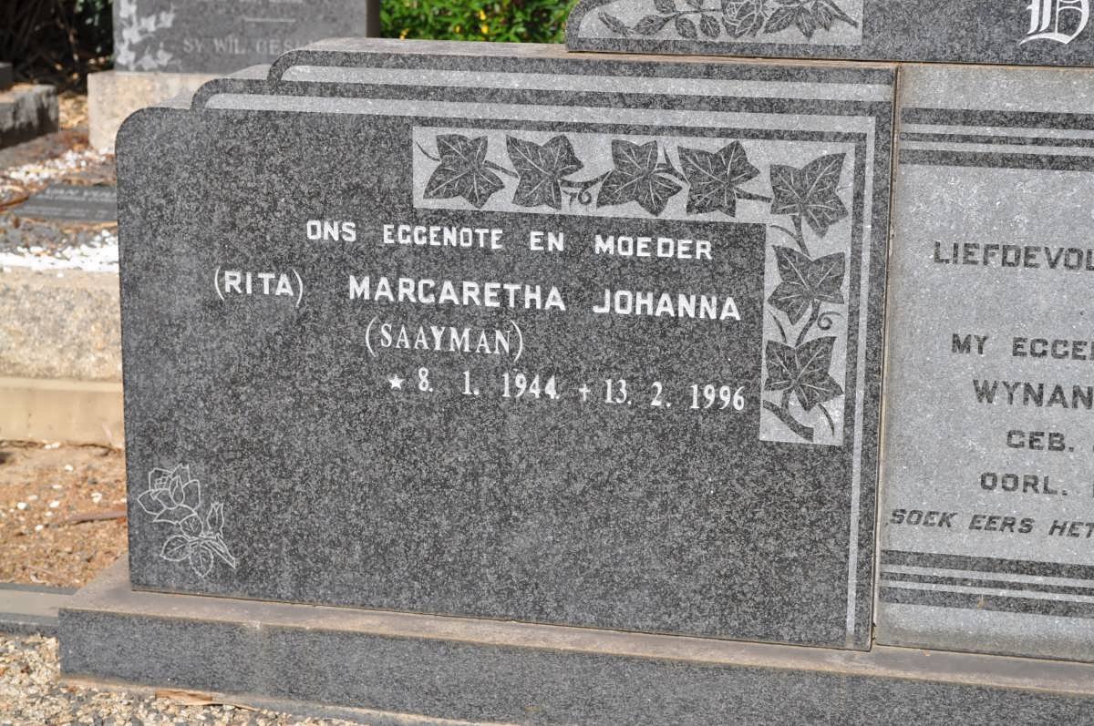 WET Margaretha Johanna, de nee SAAYMAN 1944-1996