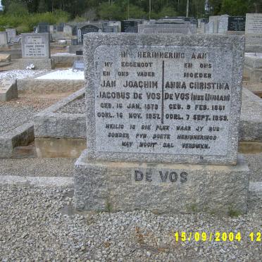 VOS Jan Joachim Jacobus, de 1879-1957 &amp; Anna Christina HUMAN 1881-1959