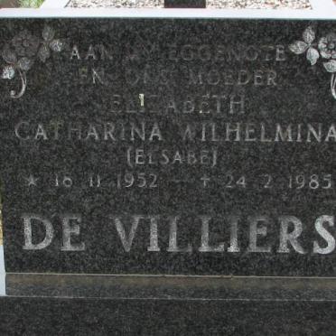VILLIERS Elizabeth Catharina Wilhelmina, de 1952-1985