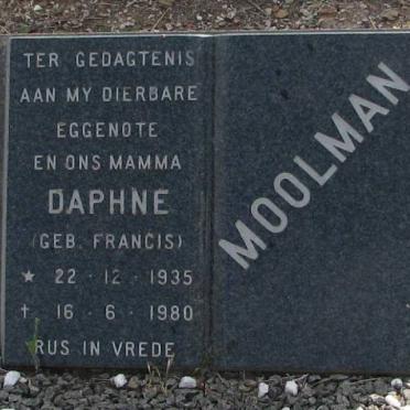 MOOLMAN Daphne nee FRANCIS 1935-1980