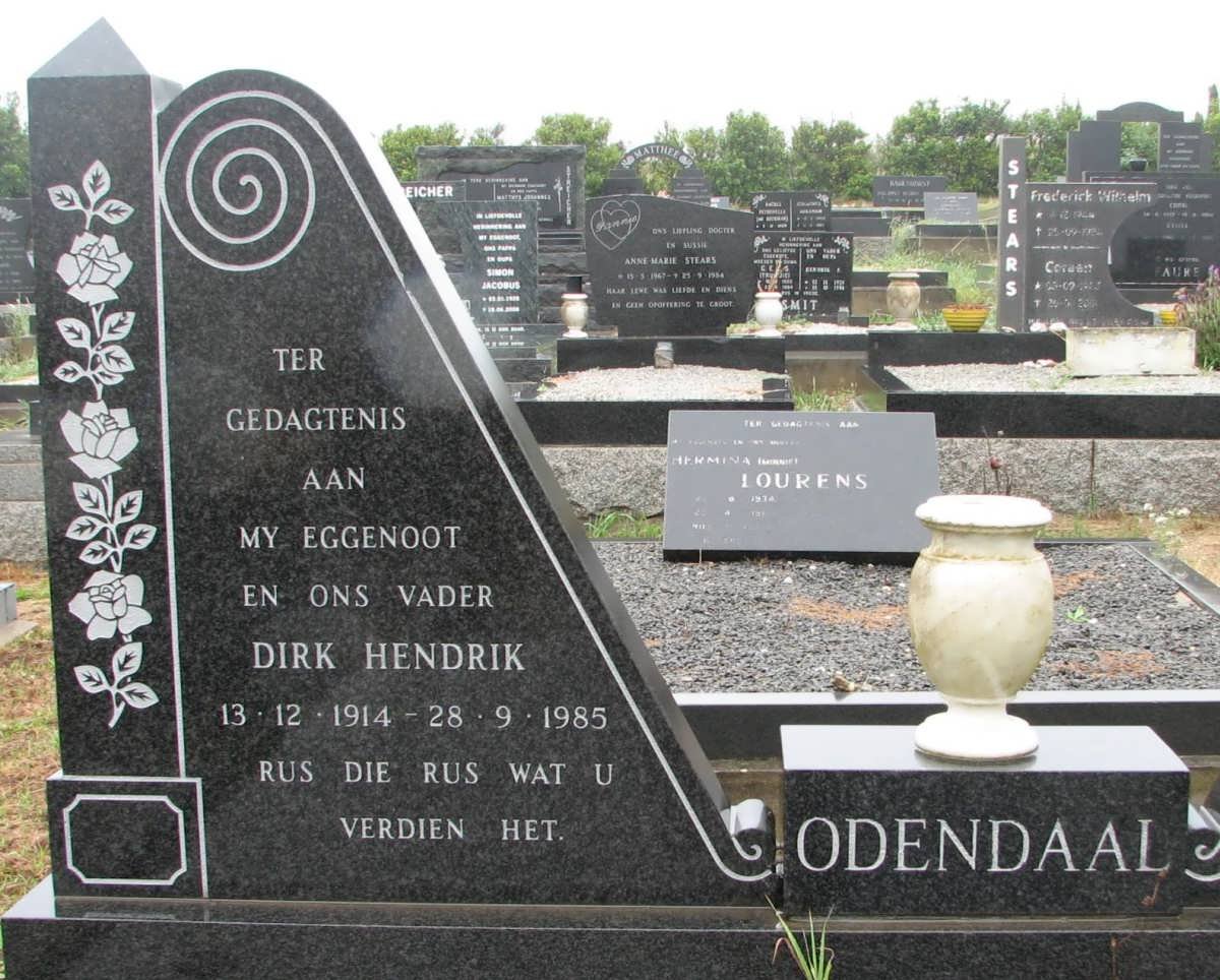 ODENDAAL Dirk Hendrik 1914-1985 &amp; Maria Elizabeth 1916-199?