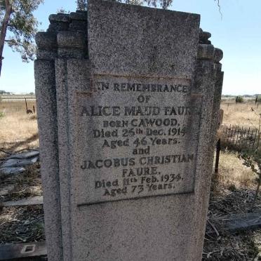 FAURE Jacobus Christian -1934 &amp; Alice Maud CAWOOD -1914