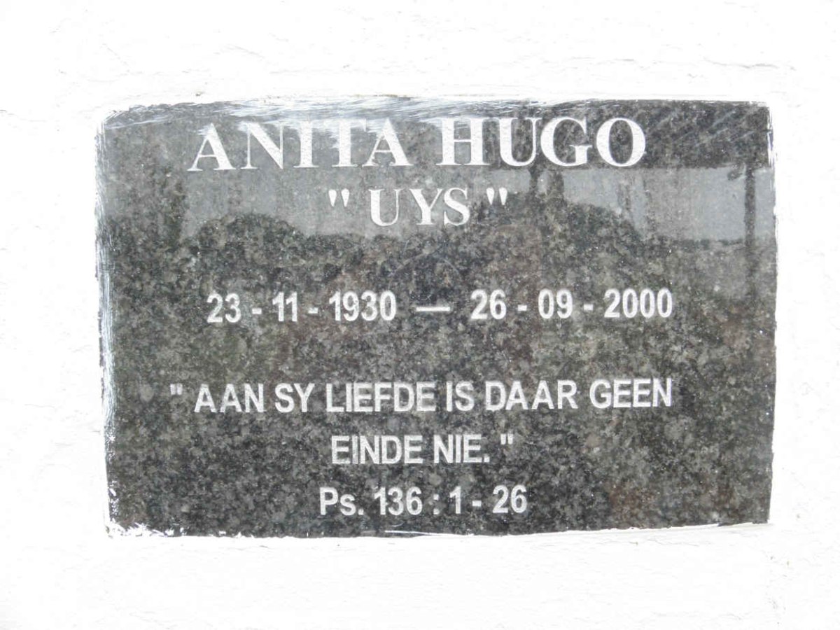HUGO Anita nee UYS 1930-2000