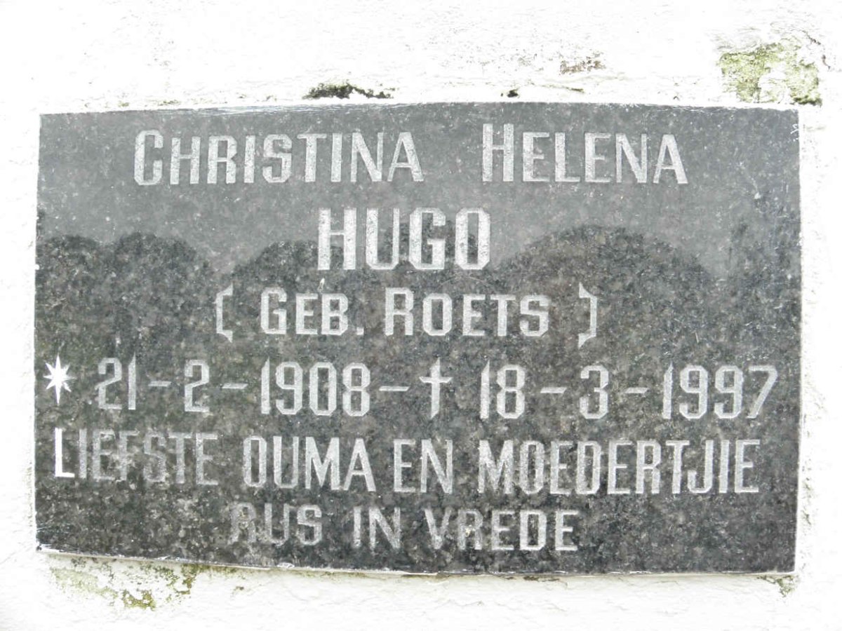 HUGO Christina Helena nee ROETS 1908-1997