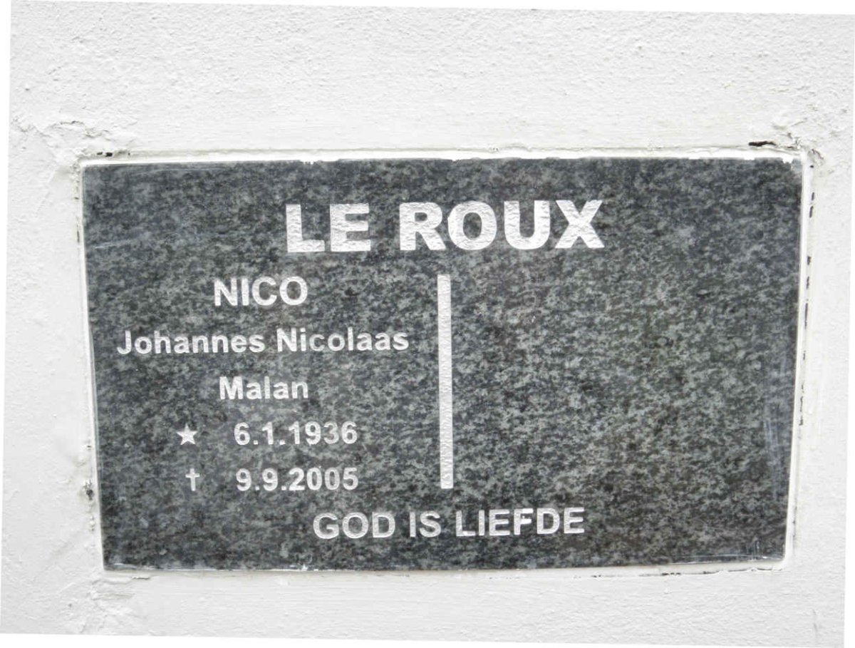 ROUX Johannes Nicolaas Malan, le 1936-2005