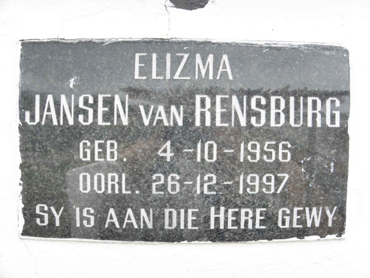 RENSBURG Elizma, Jansen van 1956-1997