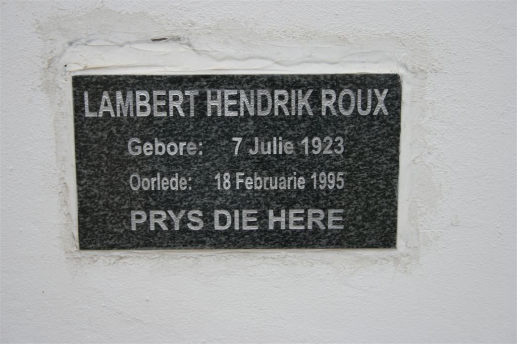ROUX Lambert Hendrik 1923-1995