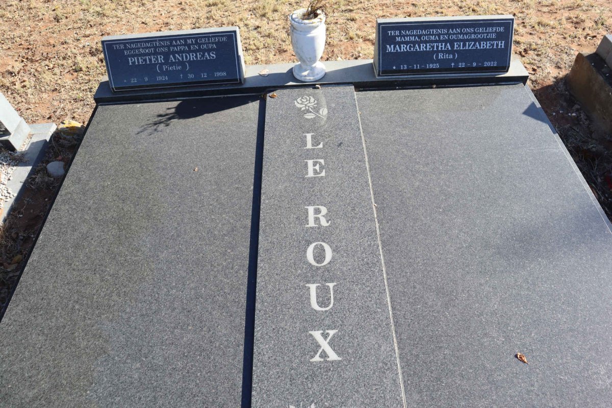 ROUX Pieter Andreas 1924-1998 & Margaretha Elizabeth 1925-2022
