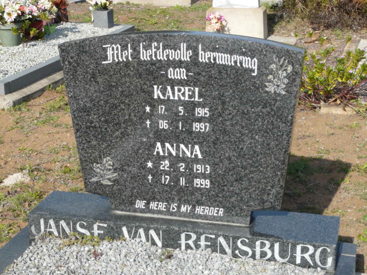 RENSBURG Karel, Janse van 1915-1997 &amp; Anna 1913-1999