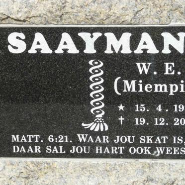 SAAYMAN W.E. 1939-2006