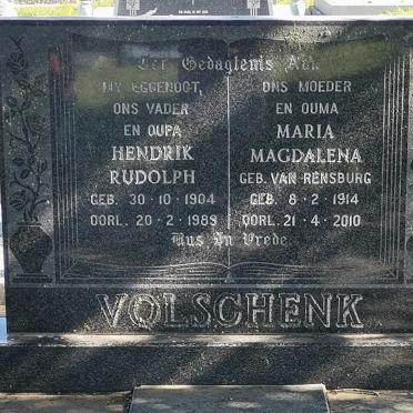 VOLSCHENK Hendrik Rudolph 1904-1989 &amp; Maria Magdalena VAN RENSBURG 1914-2010