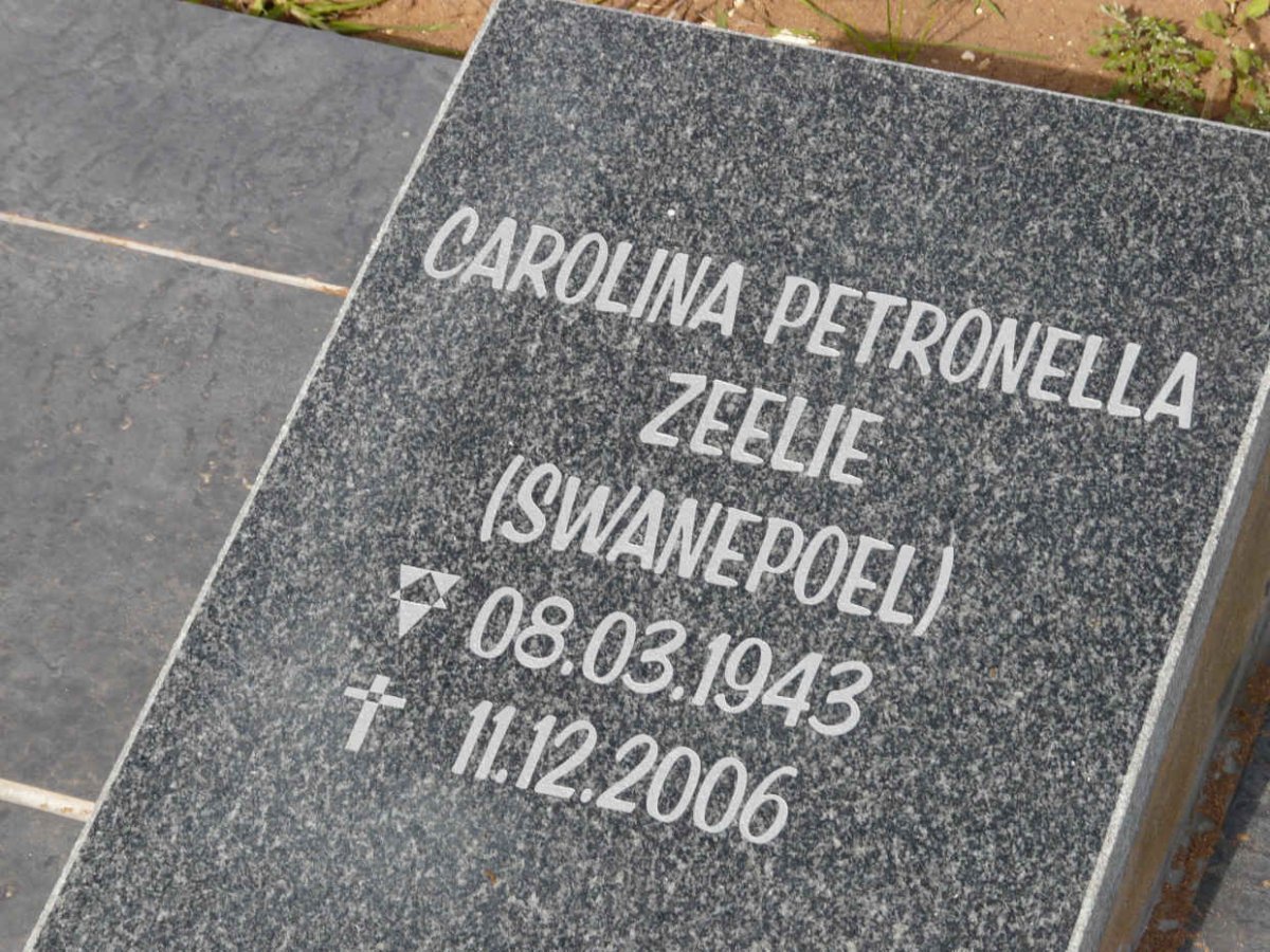 ZEELIE Carolina Petronella neé SWANEPOEL 1943-2006