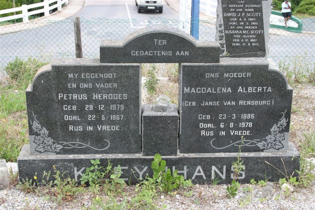 KLEYNHANS Petrus Herodes 1879-1967 &amp; Magdalena Alberta JANSE VAN RENSBURG 1886-1978