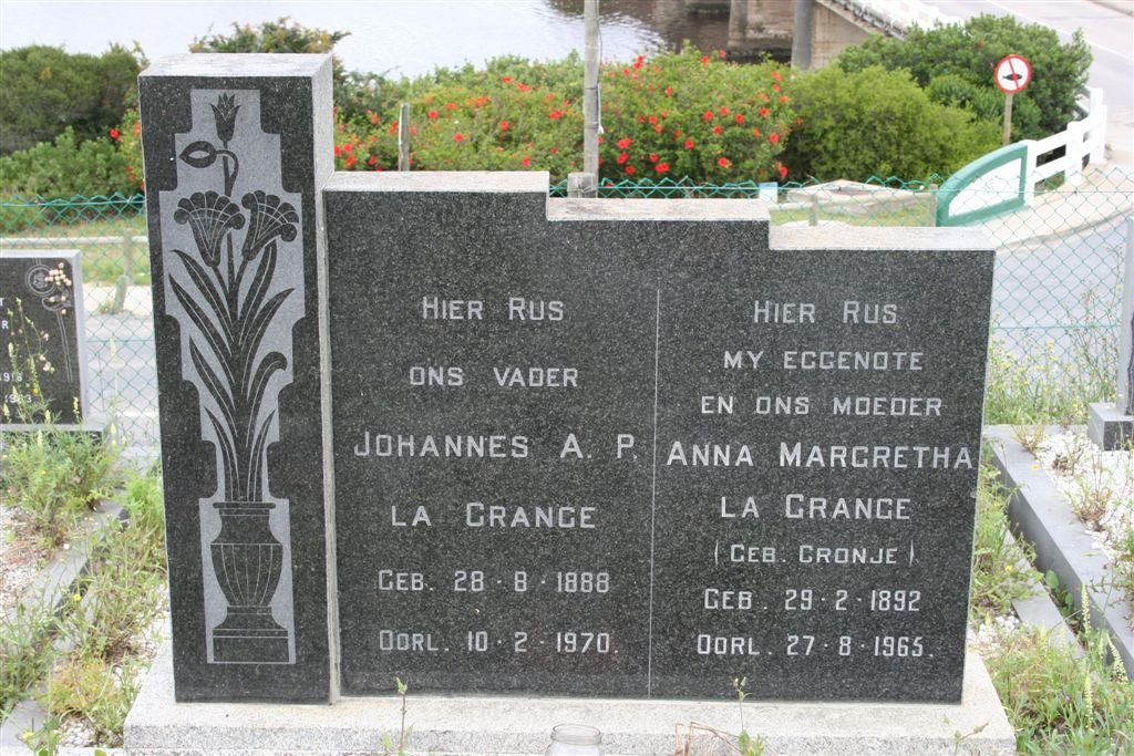 GRANGE Johannes A.P., la 1888-1970 &amp; Anna Margretha CRONJE 1892-1965