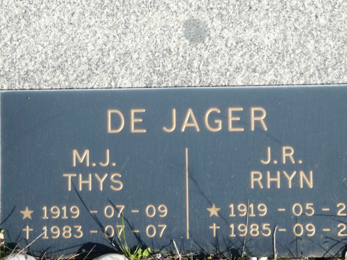 JAGER M.J., de 1919-1983 &amp; J.R. 1919-1985