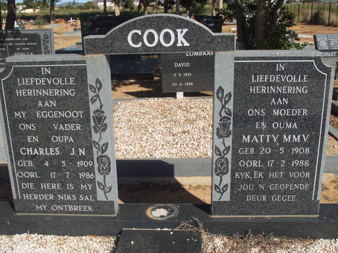COOK Charles J.N. 1909-1986 &amp;  M.M.V. 1908-1988