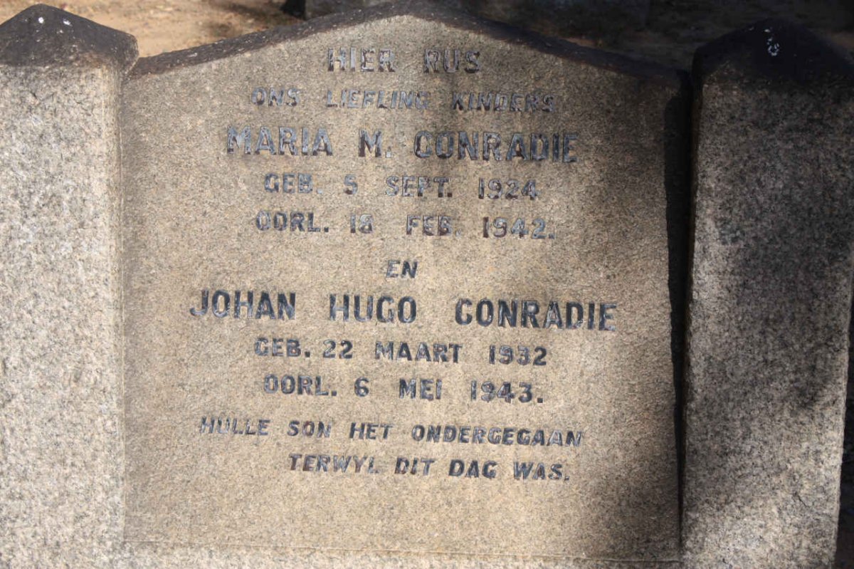 CONRADIE Johan Hugo 1932-1943 &amp; Maria M. 1924-1942