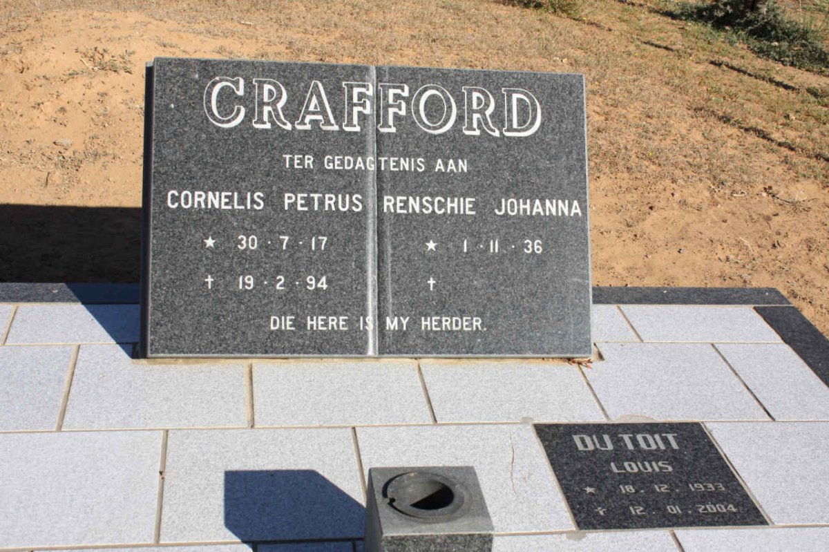 CRAFFORD Cornelis Petrus 1917-1994 &amp; Renschie Johanna 1936- :: DU TOIT Louis 1933-2004