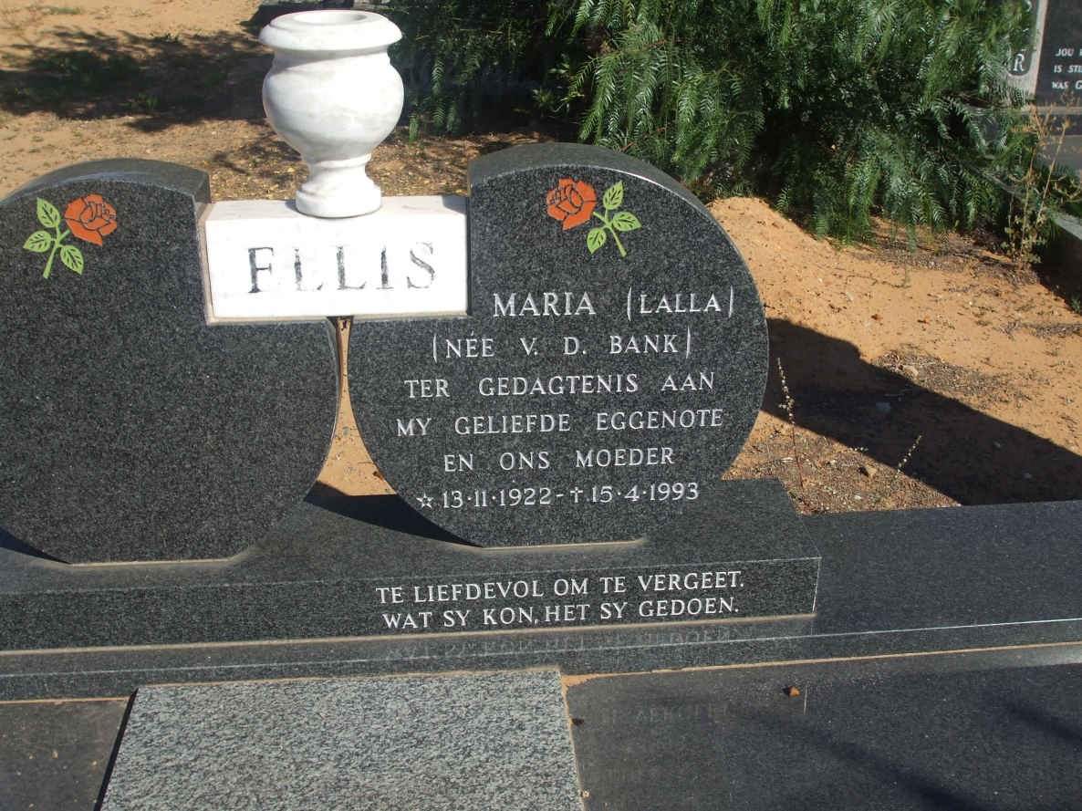 ELLIS Maria nee V.D. BANK 1922-1993