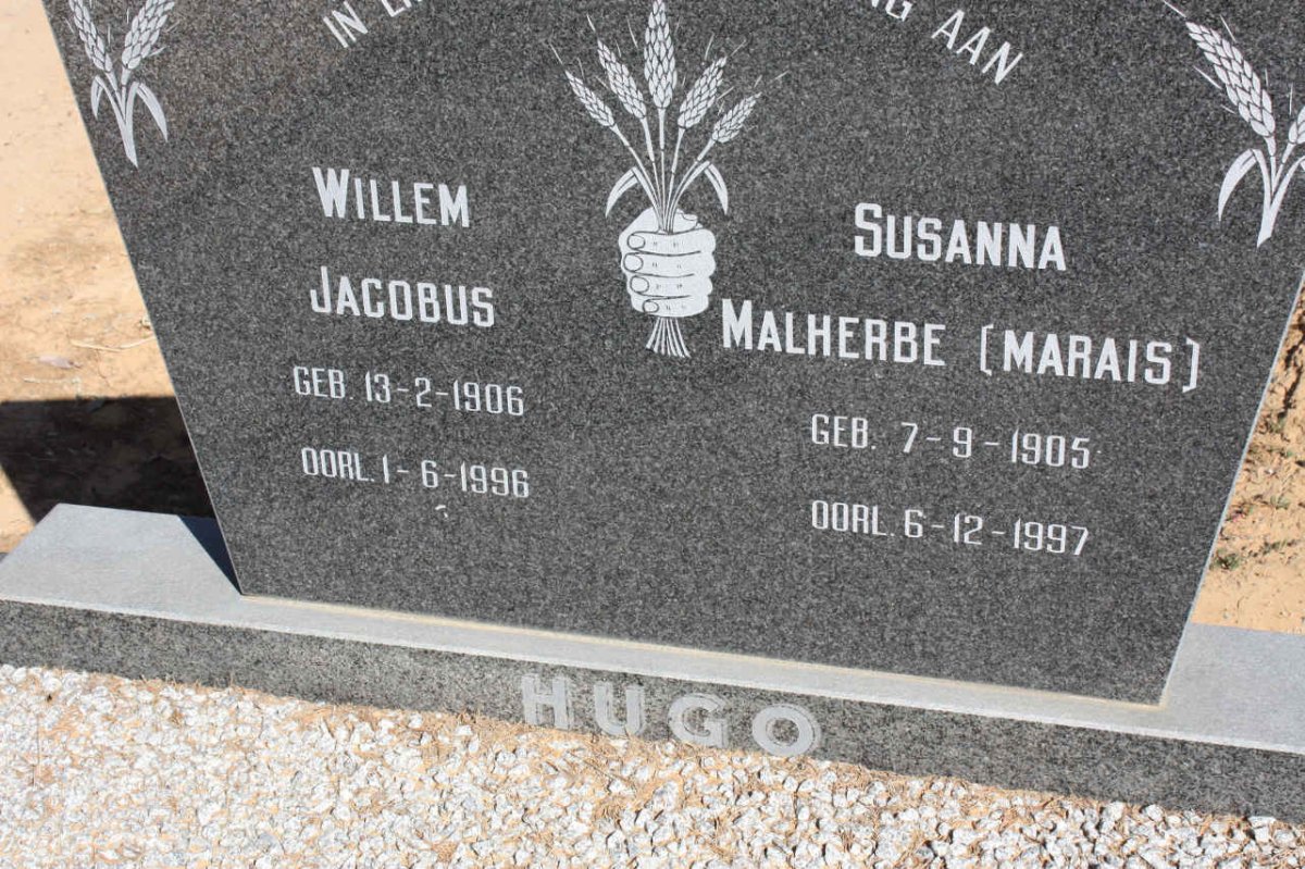 HUGO Willem Jacobus 1906-1996 &amp; Susanna Malherbe MARAIS 1905-1997