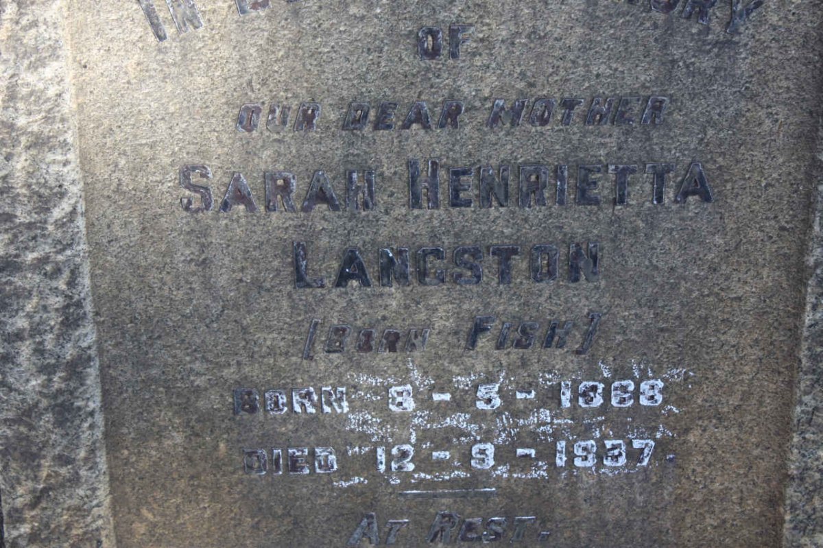LANGSTON Sarah Henrietta nee FISH 1868-1937