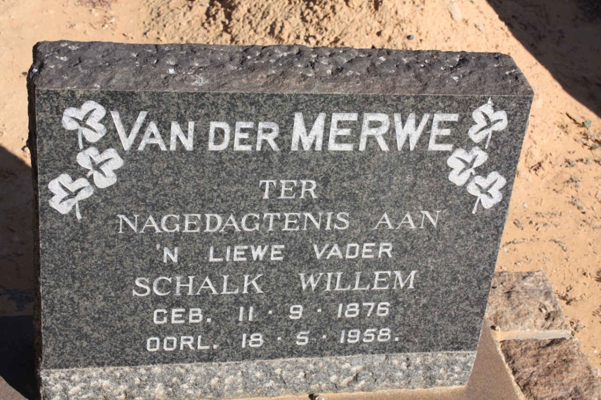 MERWE Schalk Willem, van der 1876-1958