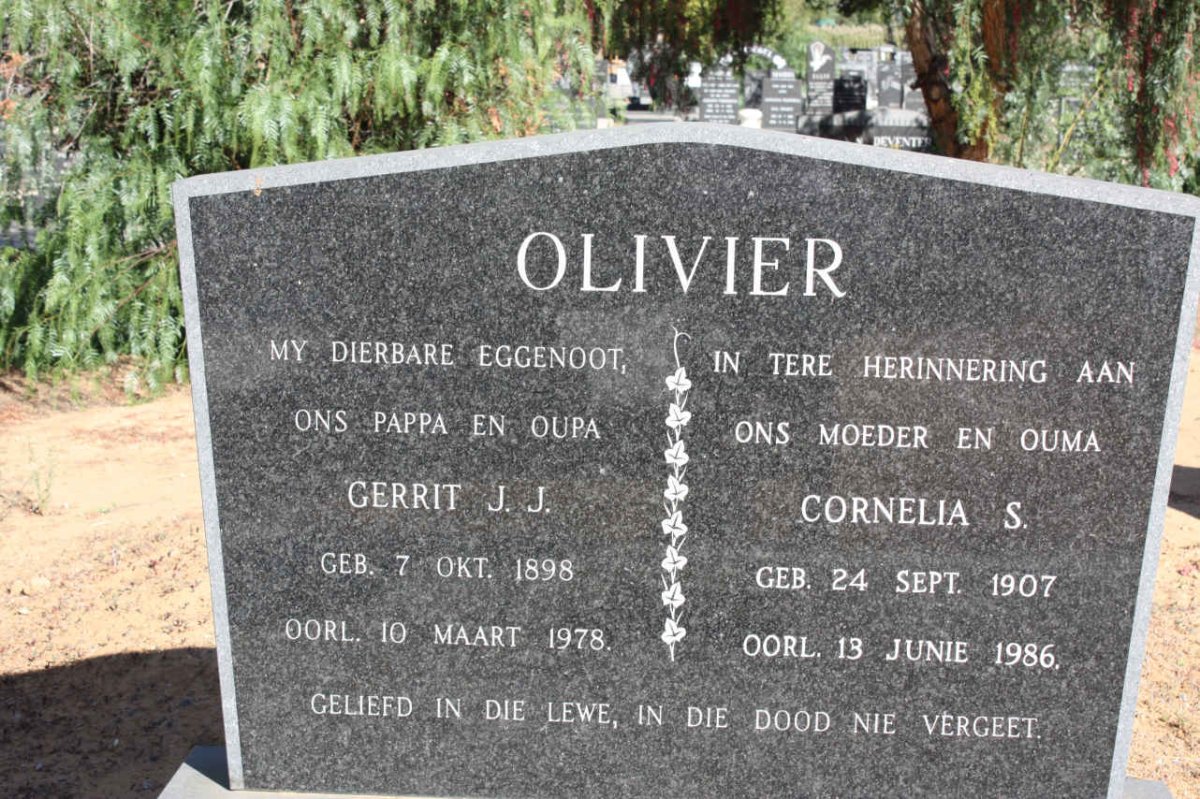 OLIVIER Gerrit J.J. 1898-1978 &amp; Cornelia S. 1907-1986