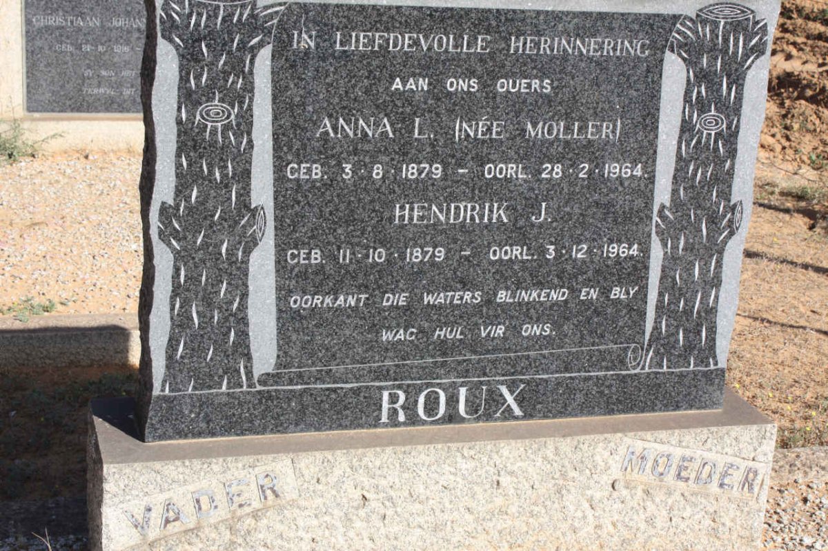 ROUX Hendrik J. 1879-1964 &amp; Anna L. MOLLER 1879-1964