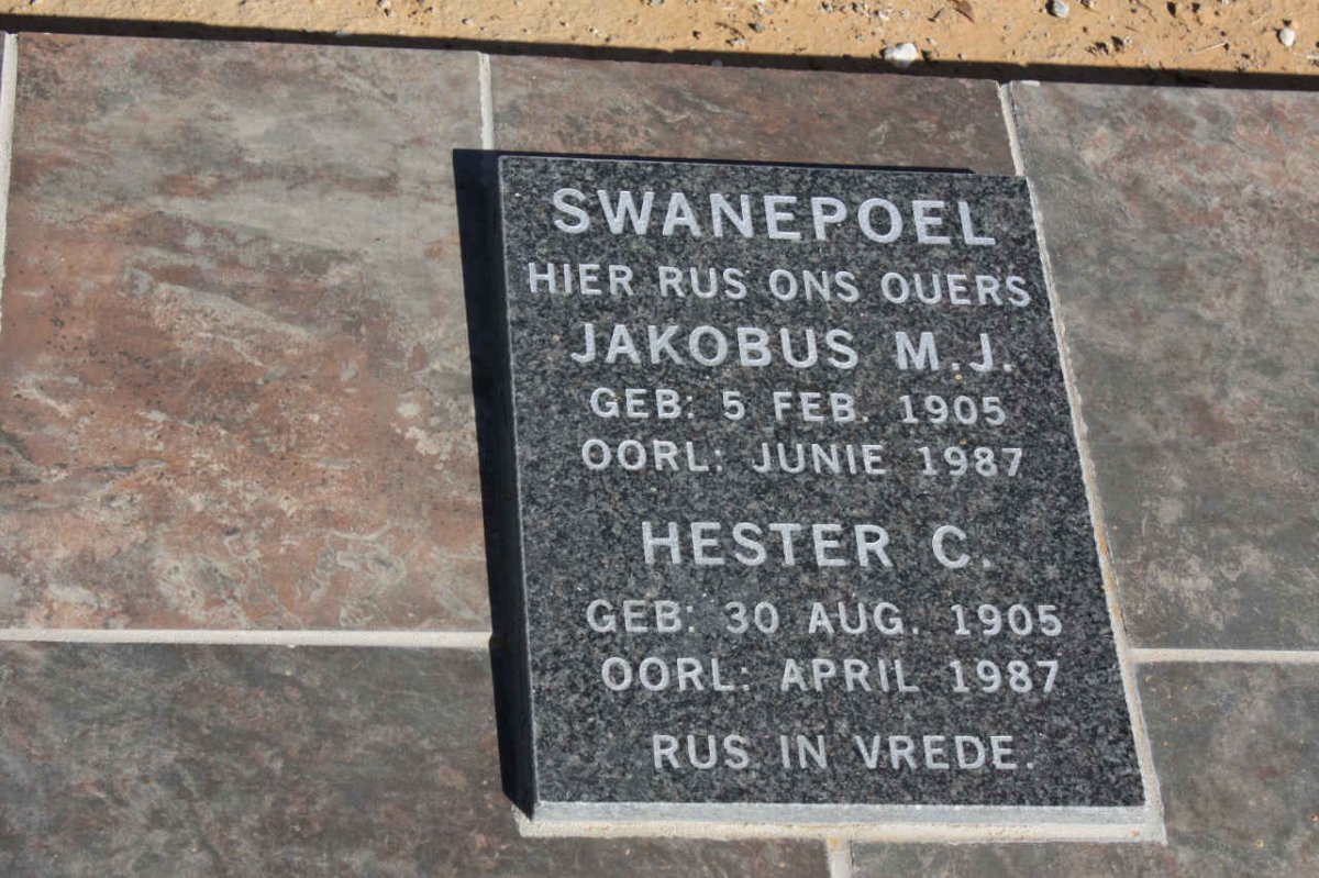 SWANEPOEL Jakobus M.J. 1905-1987 &amp; Hester C. 1905-1987