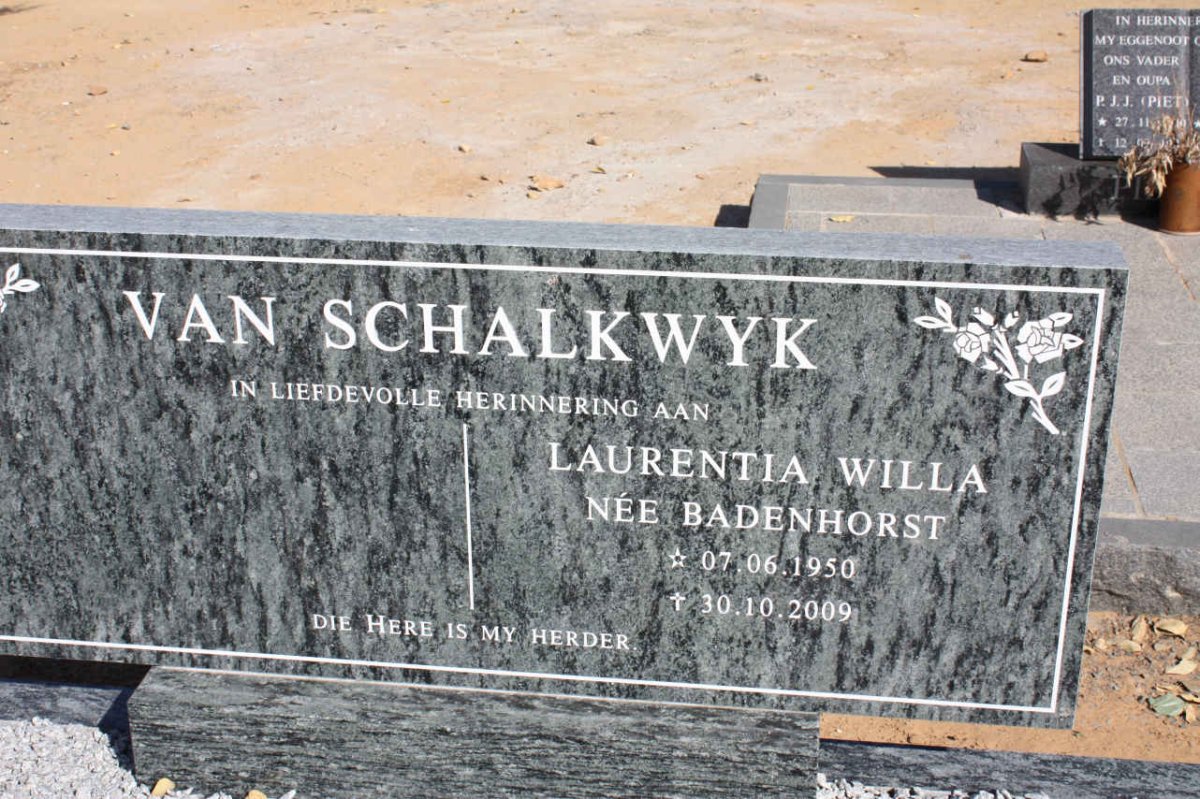 SCHALKWYK Larentia Willa, van nee BADENHORST 1950-2009