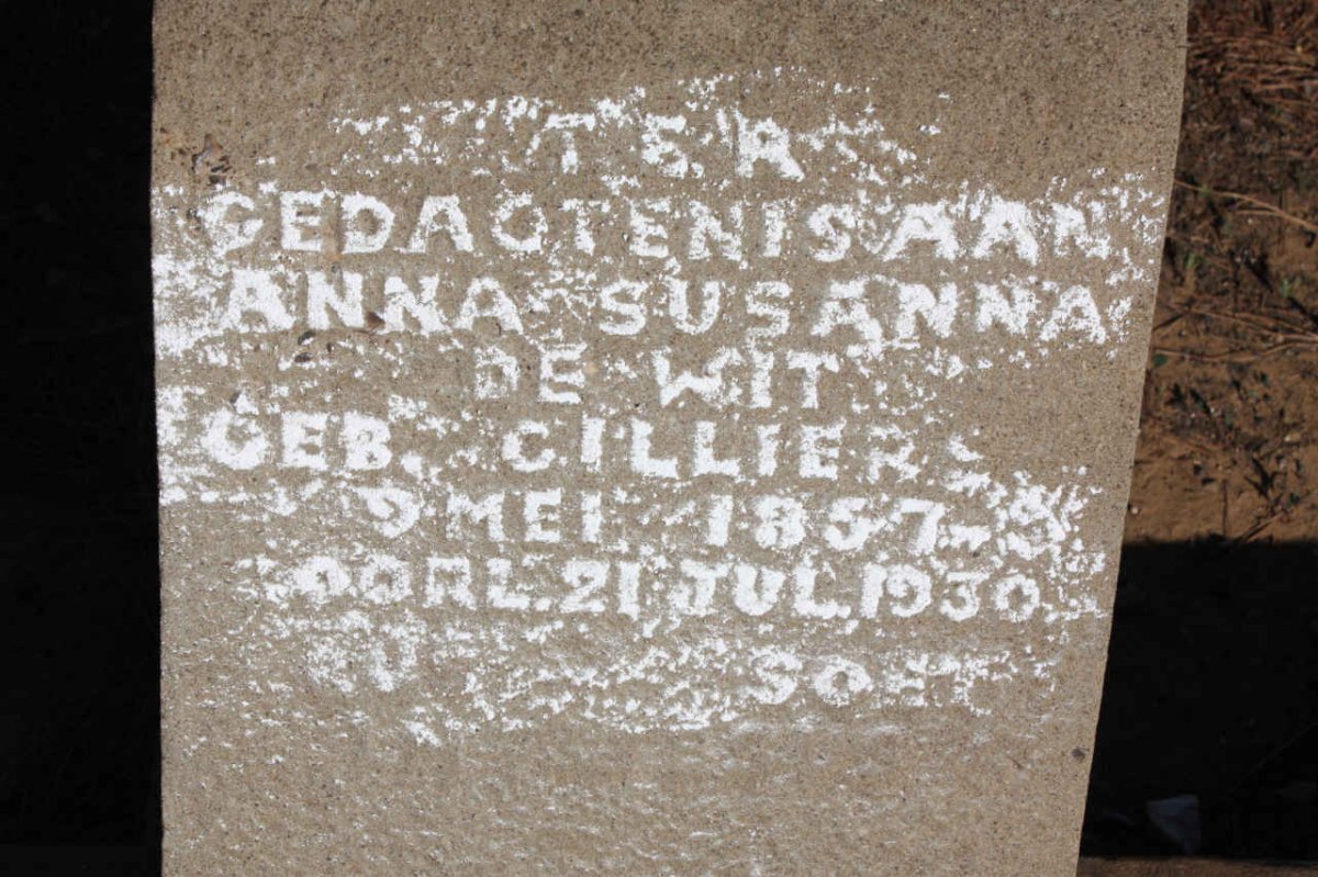 WIT Anna Susanna, de nee CILLIERS 1857-1930