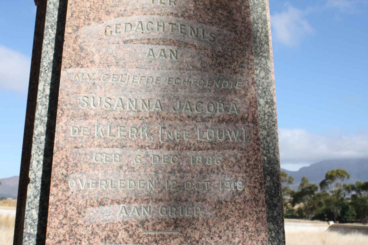 KLERK Susanna Jacoba, de nee LOUW 1886-1918
