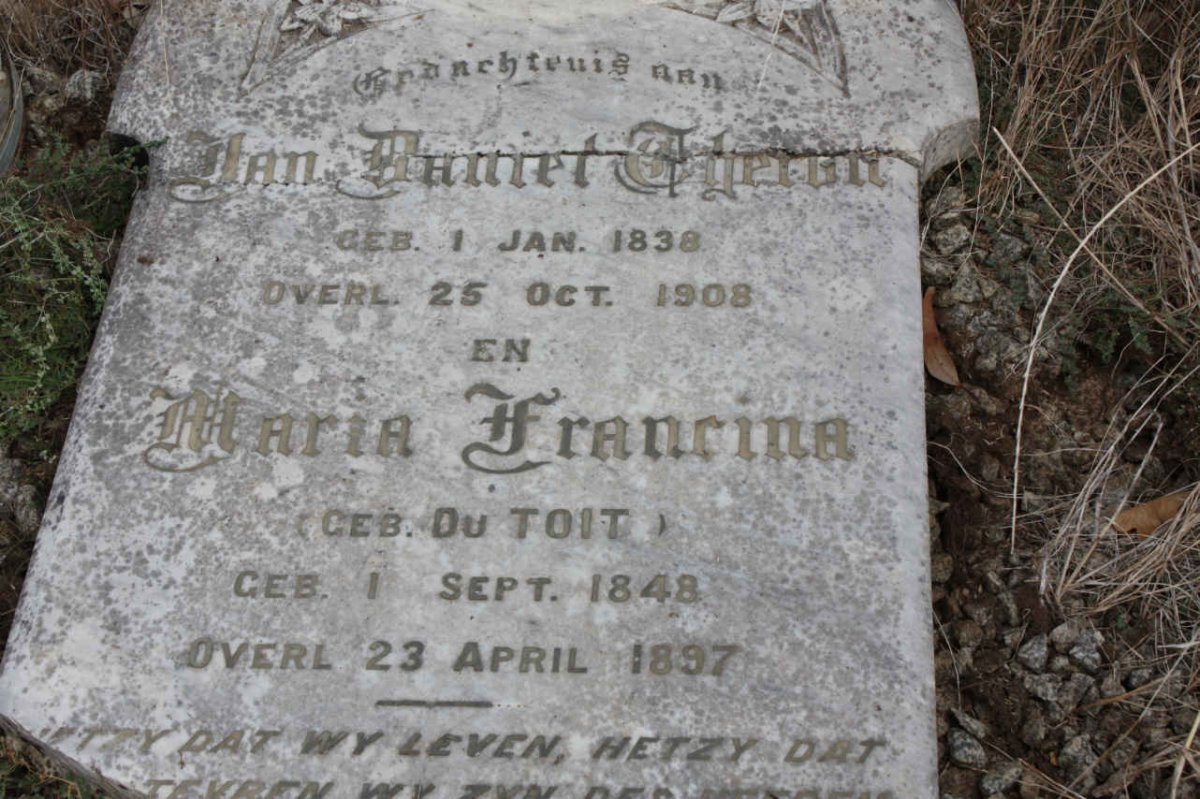 THERON Jan Daniel 1838-1908 &amp; Maria Francina DU TOIT 1848-1897
