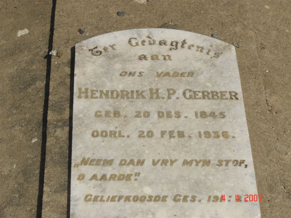GERBER Hendrik H.P. 1845-1936