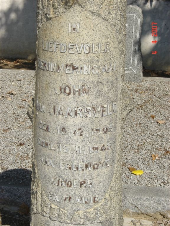 JAARSVELD John, van 1905-1945