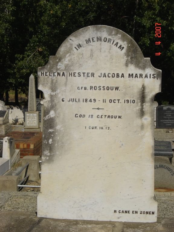 MARAIS Helena Hester Jacoba nee ROSSOUW 1849-1910