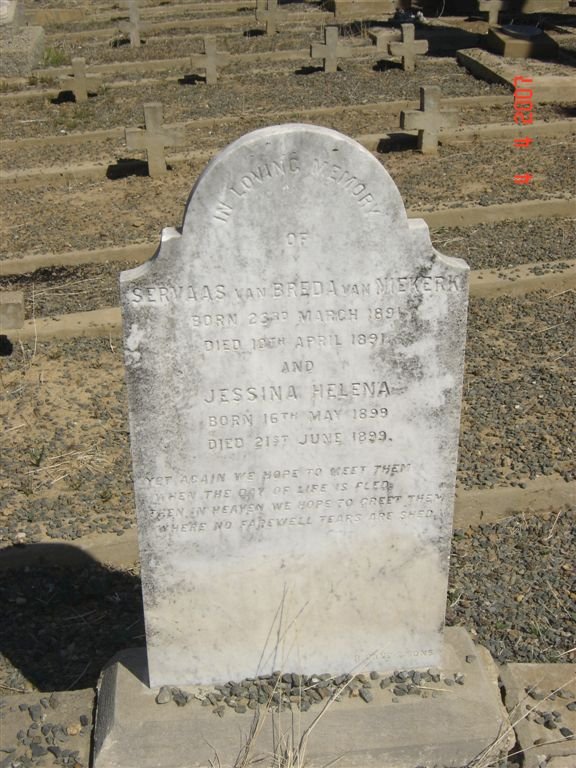NIEKERK Servaas van Breda, van 1891-1891 :: VAN NIEKERK Jessina Helena 1899-1899
