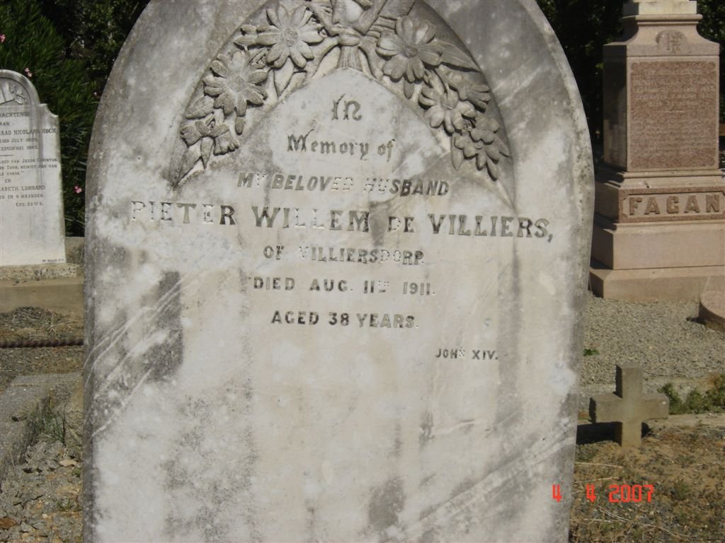 VILLIERS Pieter Willem, de -1911