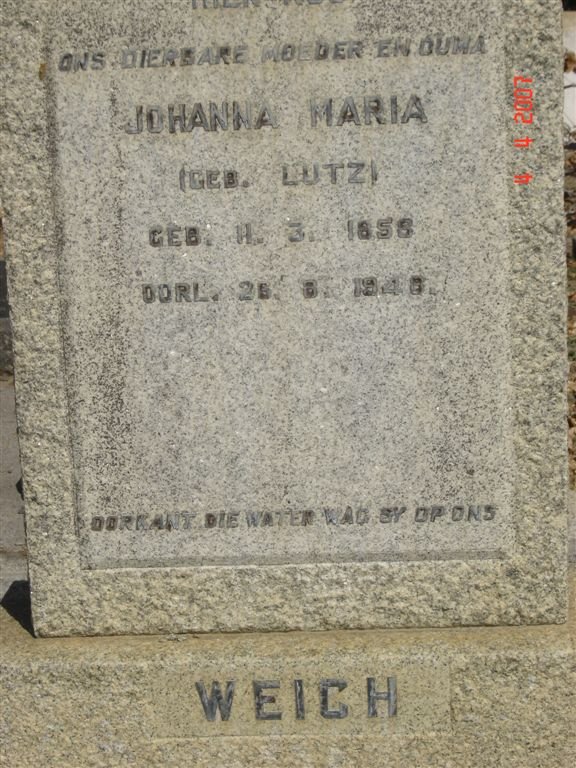 WEICH Johanna Maria nee LUTZ 1858-1948