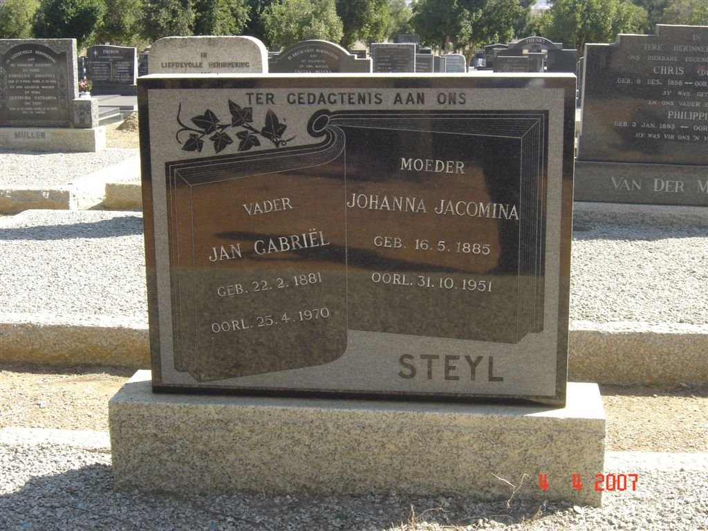 STEYL Jan Gabriel 1881-1970 &amp; Johanna Jacomina 1885-1951