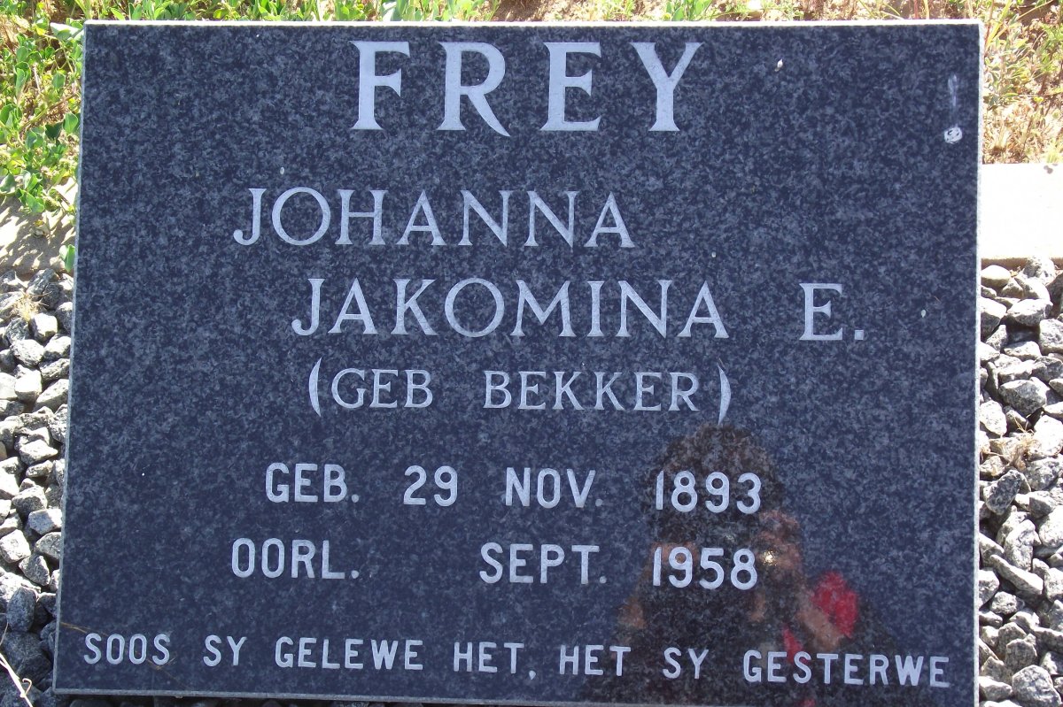FREY Johanna Jakomina E. nee BEKKER 1893-1958