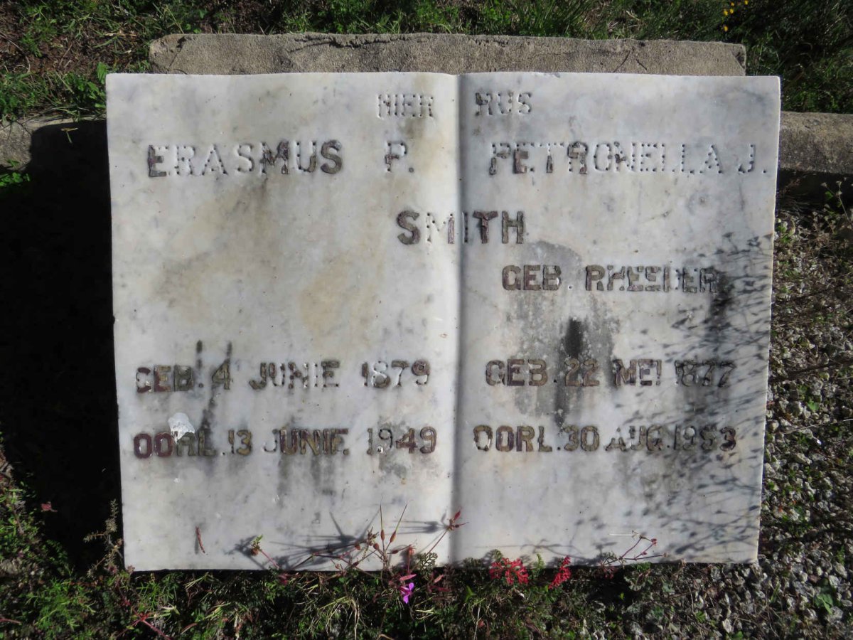 SMITH Erasmus P. 1879-1949 &amp; Petronella J. RHEEDER 1872-1953